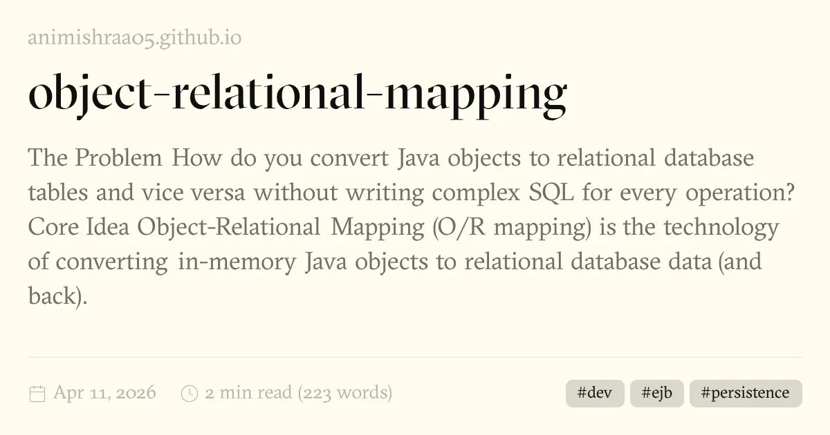 object-relational-mapping | Animesh Mishra