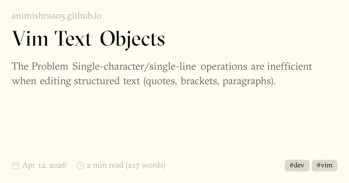 Vim Text Objects | Animesh Mishra